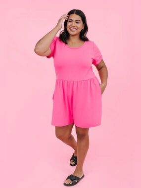 Smash + Tess x Barbie Shorty Romper Hot Pink Limited Edition Barbiecore 2XL